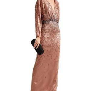 Monique Lhuillier Embroidered Draped Dolman-Sleeve